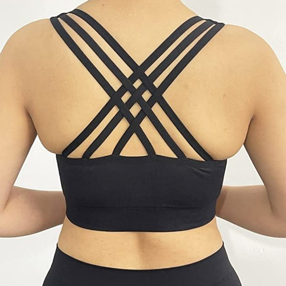 AKAMC 3 Pack Med Support Cross Back Wire Fee Removable Cups Sport Bras A193-72 - Picture 4 of 14